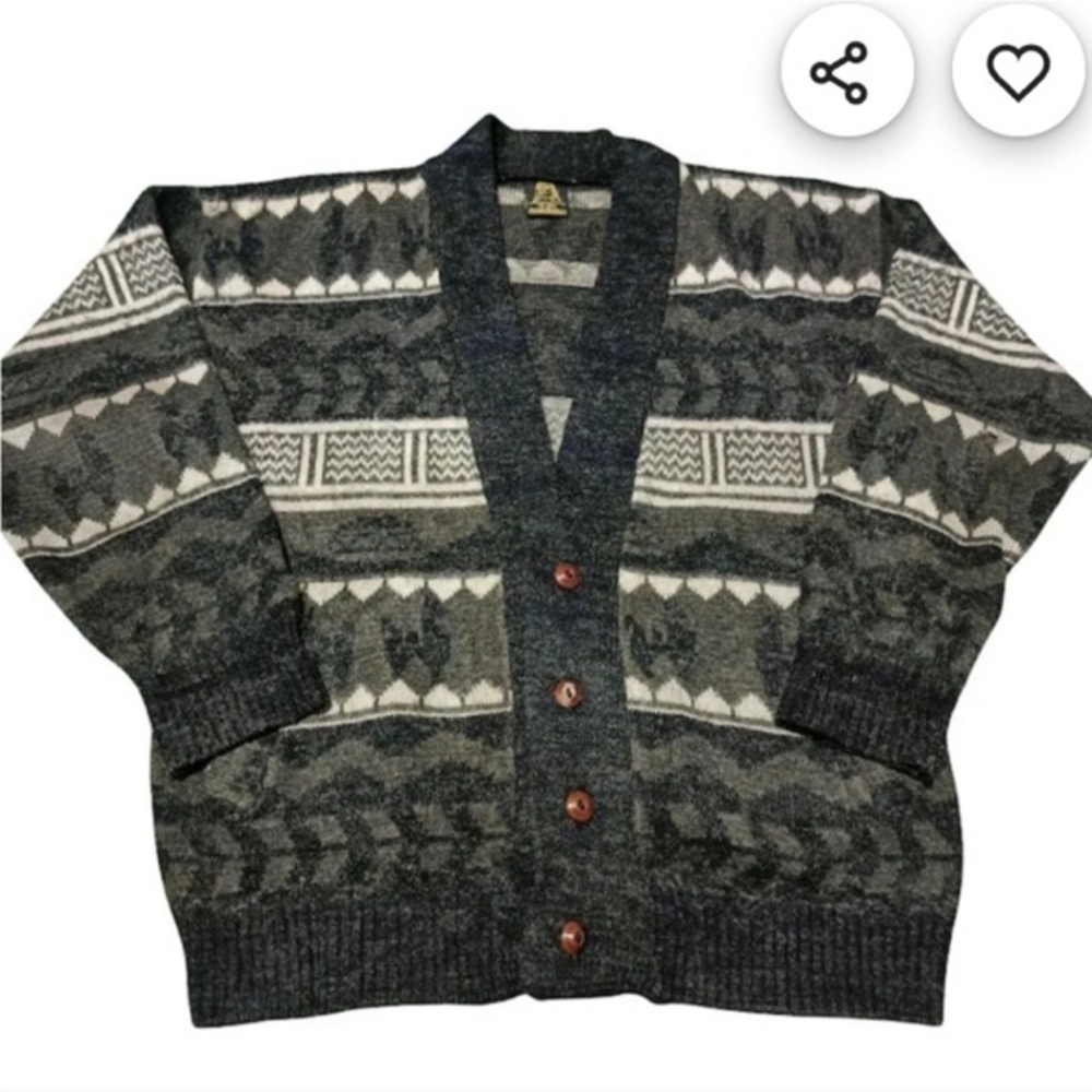 Vintage Tejidos Ruminahui Grey Wool Cardigan